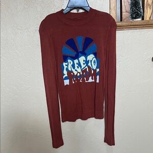 Free People Rust Sweater with Graphic Design